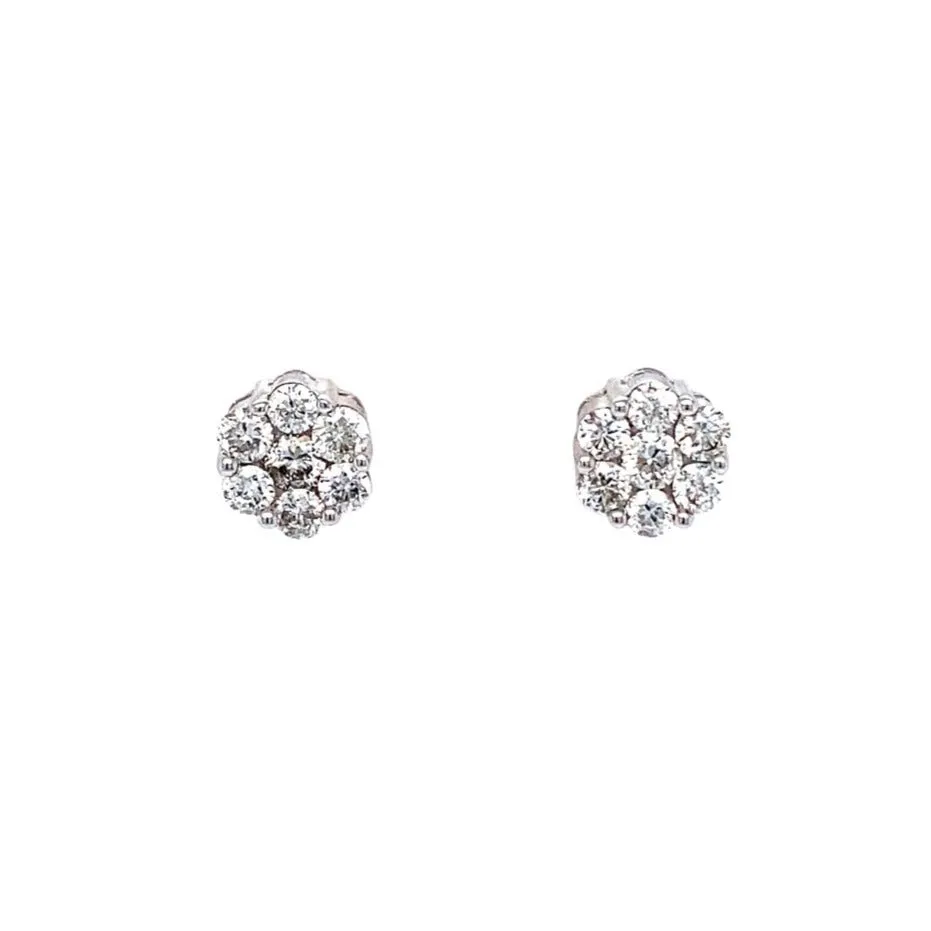 14K Flower Diamond Studs