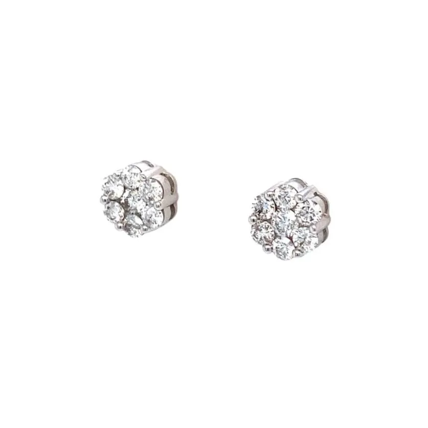 14K Flower Diamond Studs