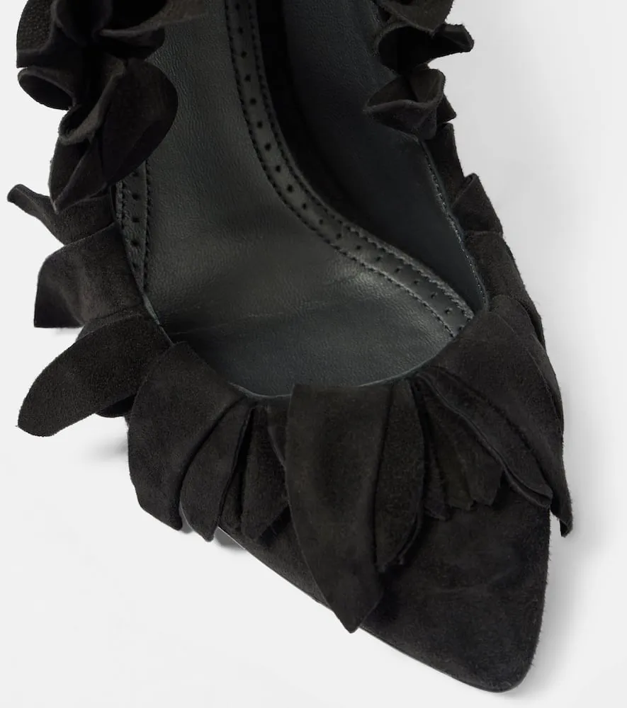 Alaia Petal ruffled suede pumps