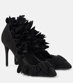 Alaia Petal ruffled suede pumps