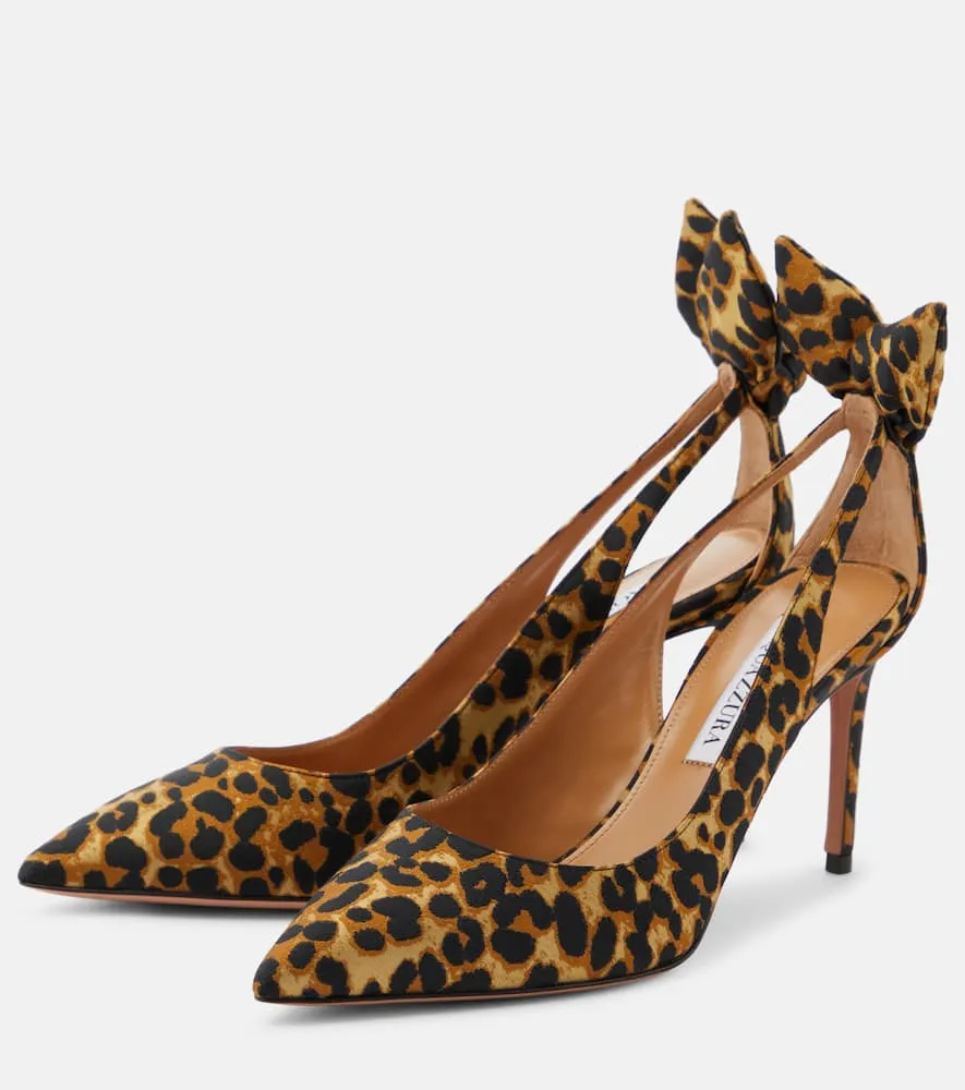 Aquazzura Bow Tie 85 leopard-print pumps