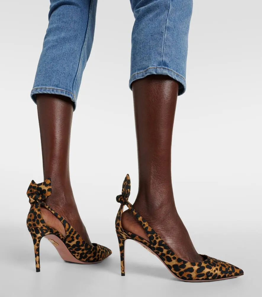 Aquazzura Bow Tie 85 leopard-print pumps