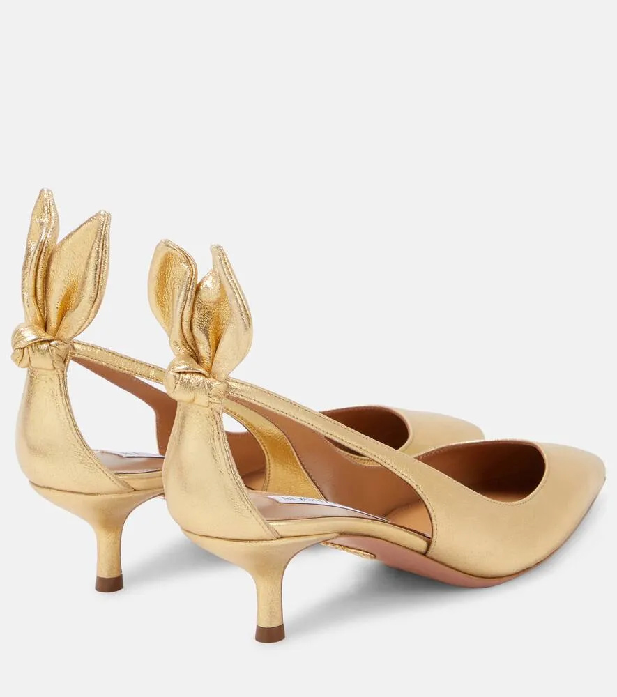 Aquazzura Bow Tie metallic leather pumps