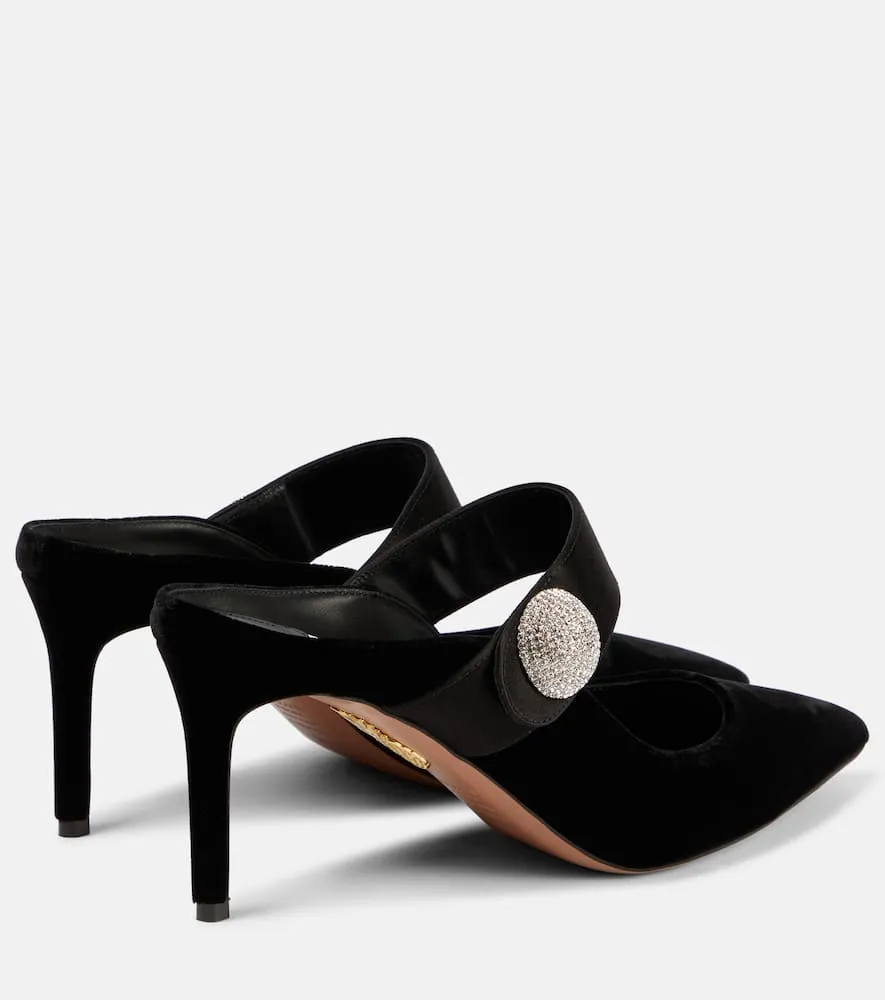 Aquazzura Macaron embellished velvet mules