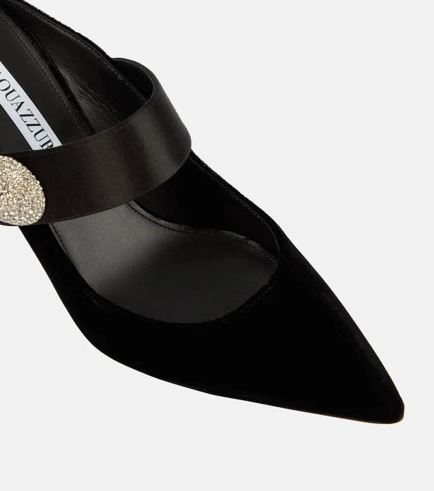 Aquazzura Macaron embellished velvet mules