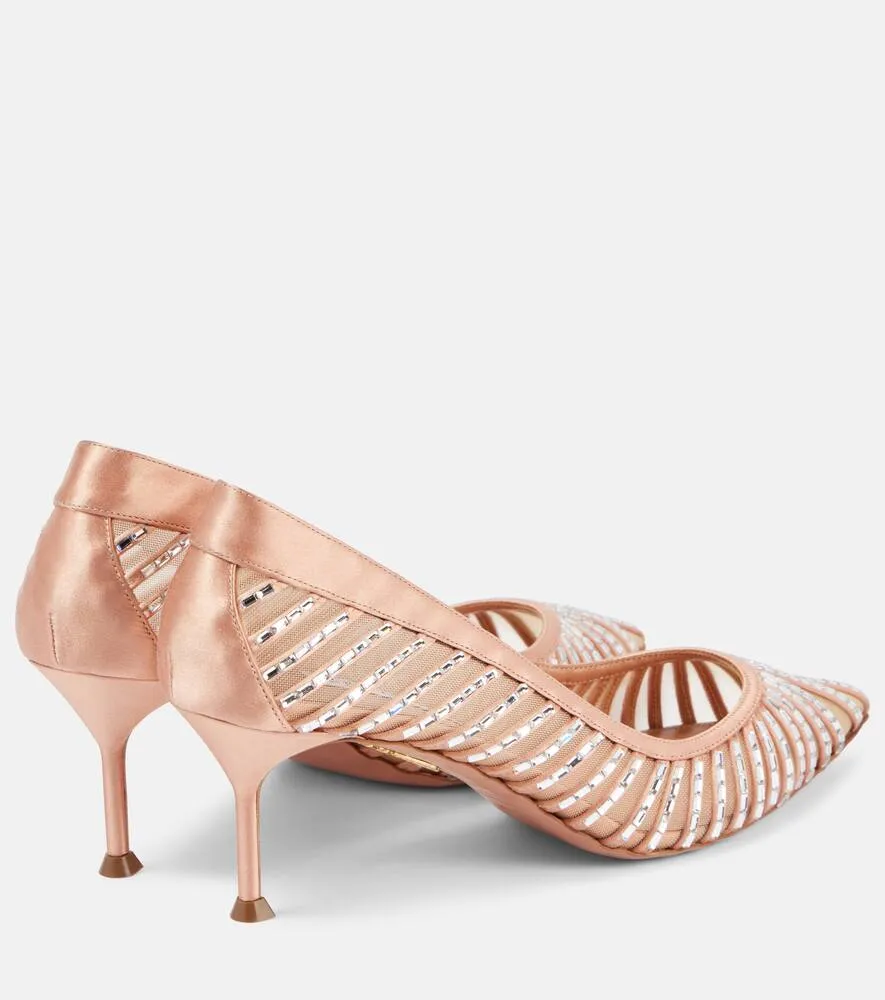 Aquazzura Passions Crystal 65 satin pumps