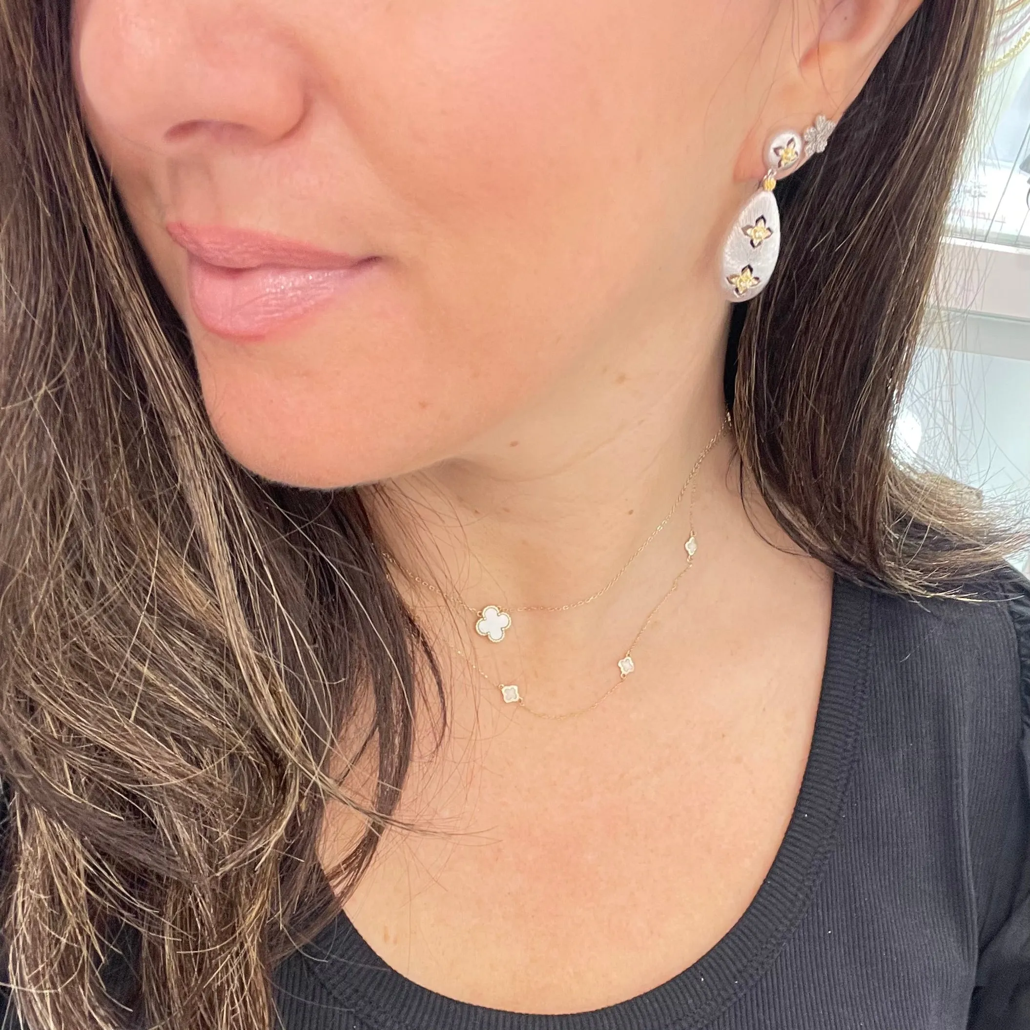 Brushed Leaf Clover Earrings