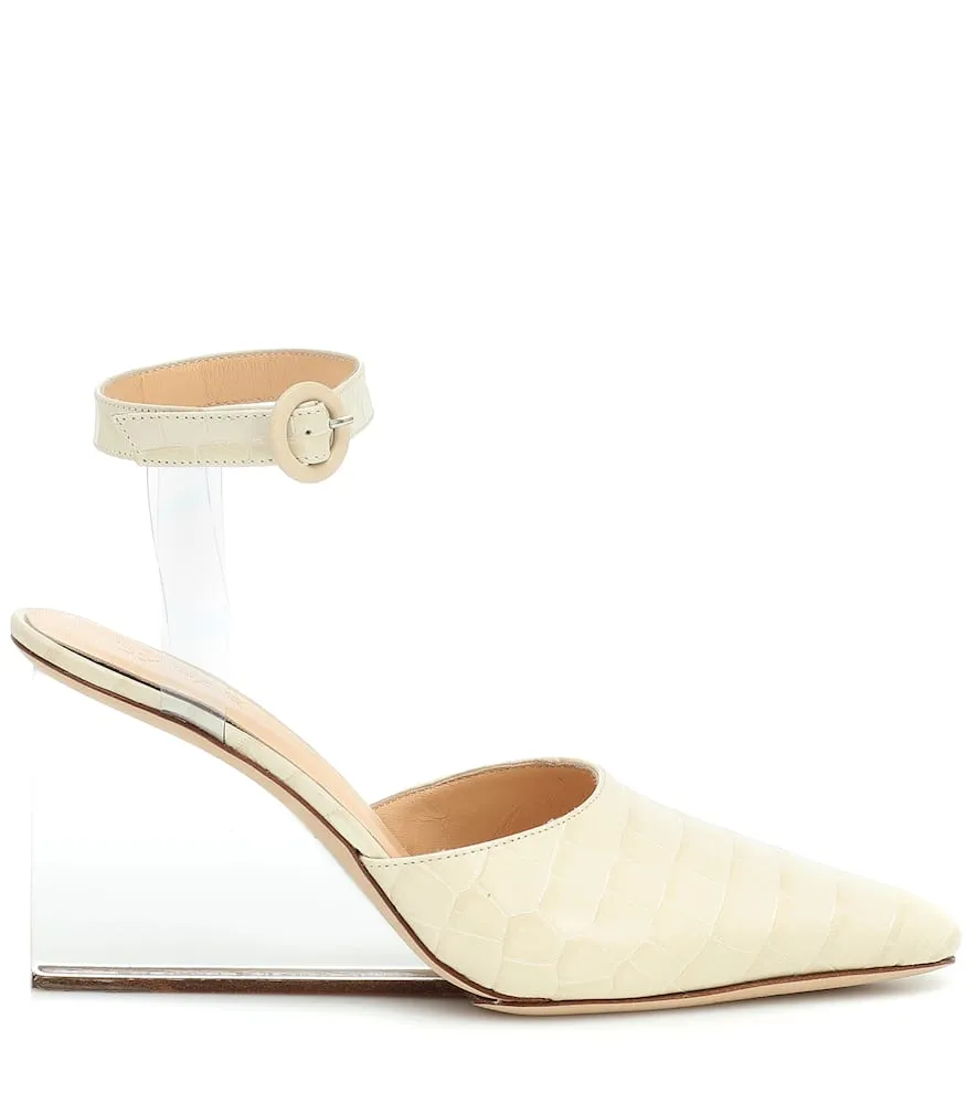 By Far Lex croc-effect leather pumps