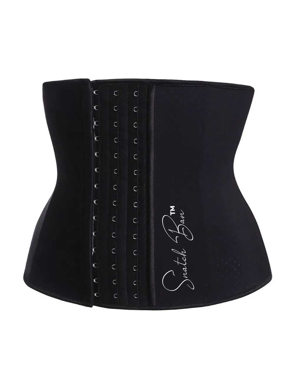 Compression Silhouette Black Latex Waist Cincher Hole Punch Plus HOOKS