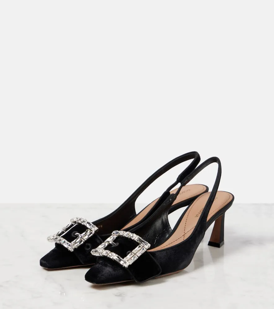 Dolce&Gabbana DG embellished velvet slingback pumps