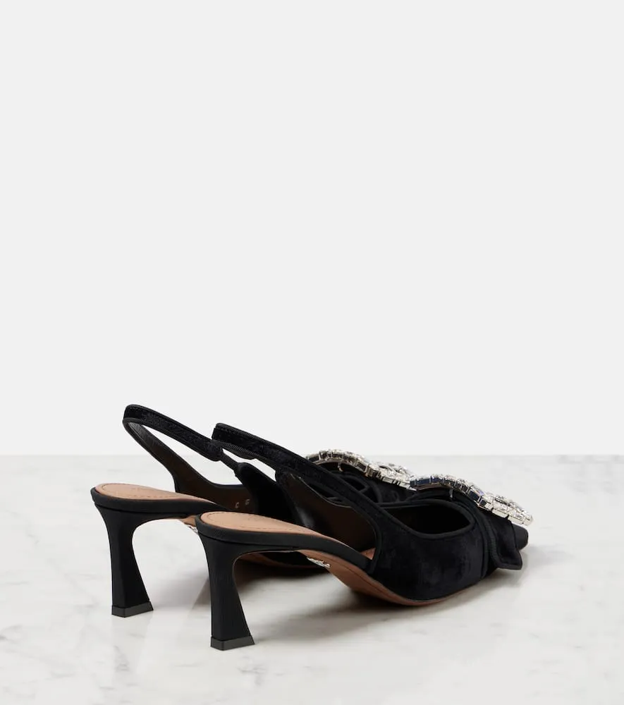 Dolce&Gabbana DG embellished velvet slingback pumps
