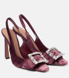 Dolce&Gabbana Embellished velvet slingback pumps