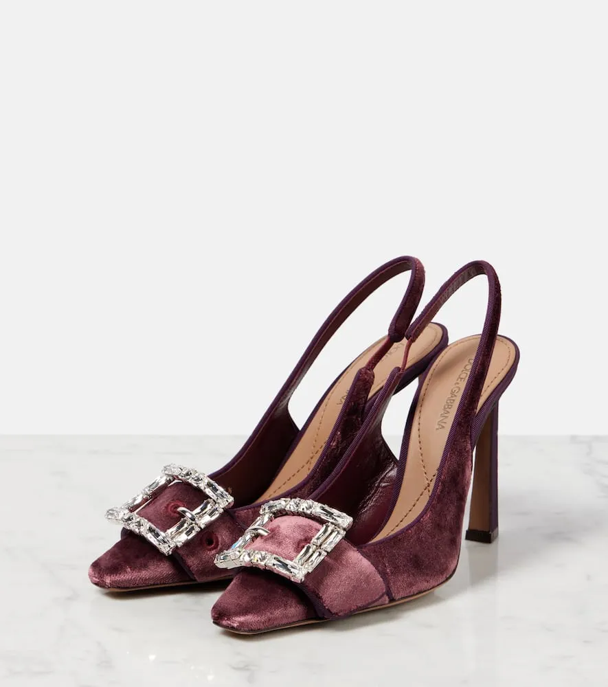 Dolce&Gabbana Embellished velvet slingback pumps