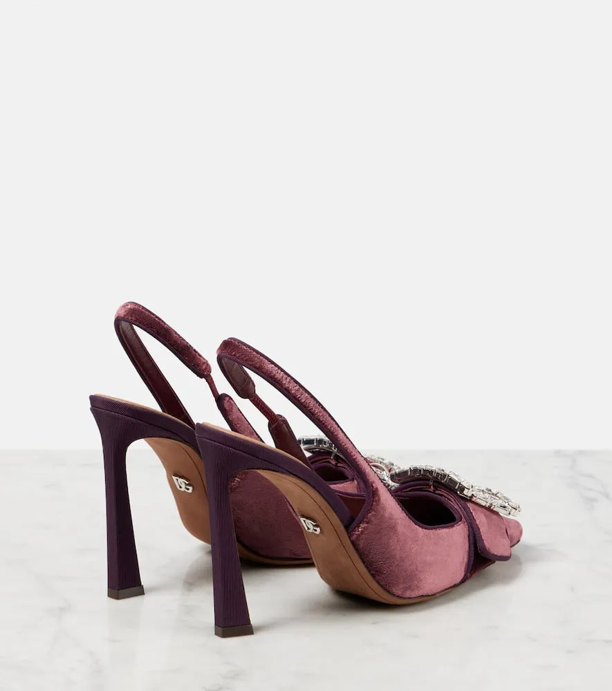 Dolce&Gabbana Embellished velvet slingback pumps
