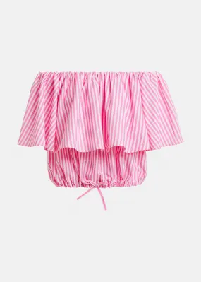 ESSENTIEL Pink Striped Off Shoulder Top
