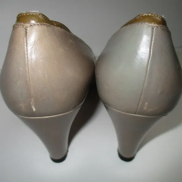 Ferragamo Sophisticated Almond Toe Taupe  Grn Khaki