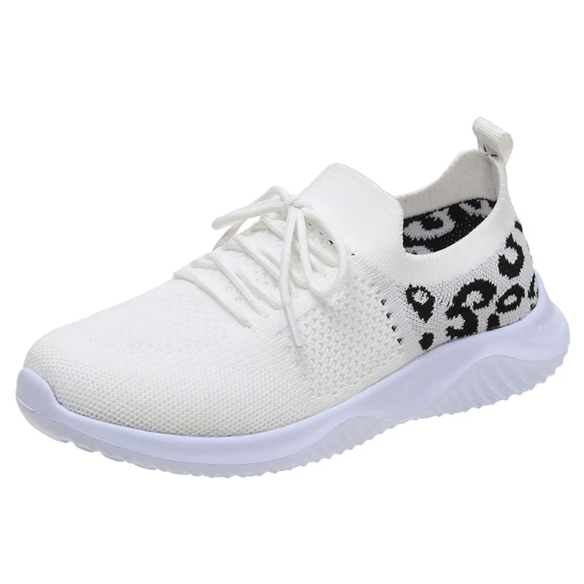 Leopard Breathable Mesh Lace Up Athletic Shoes (2 color options)