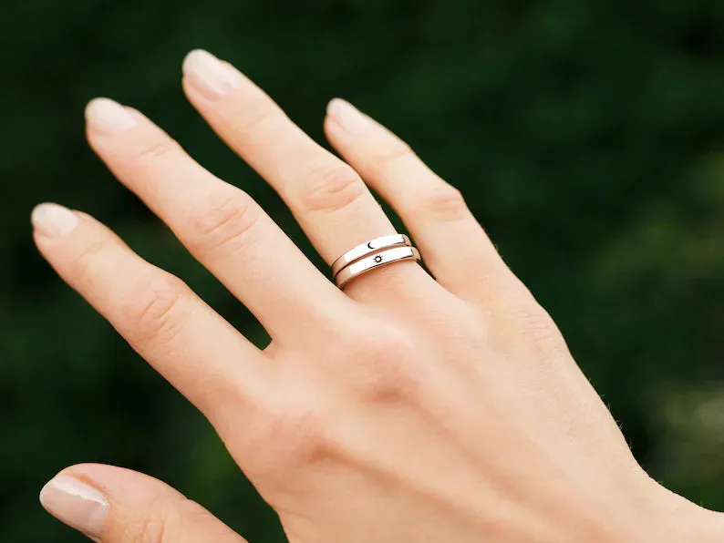 Matching Rings Moon & Sun