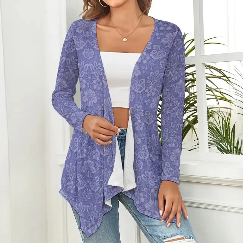 Snuggle Up in Style with Our Whimsical Women's Purple Floral Cardigan