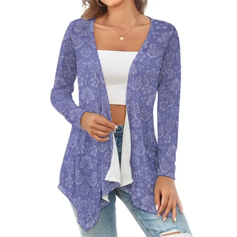 Snuggle Up in Style with Our Whimsical Women's Purple Floral Cardigan
