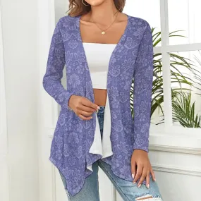 Snuggle Up in Style with Our Whimsical Women's Purple Floral Cardigan