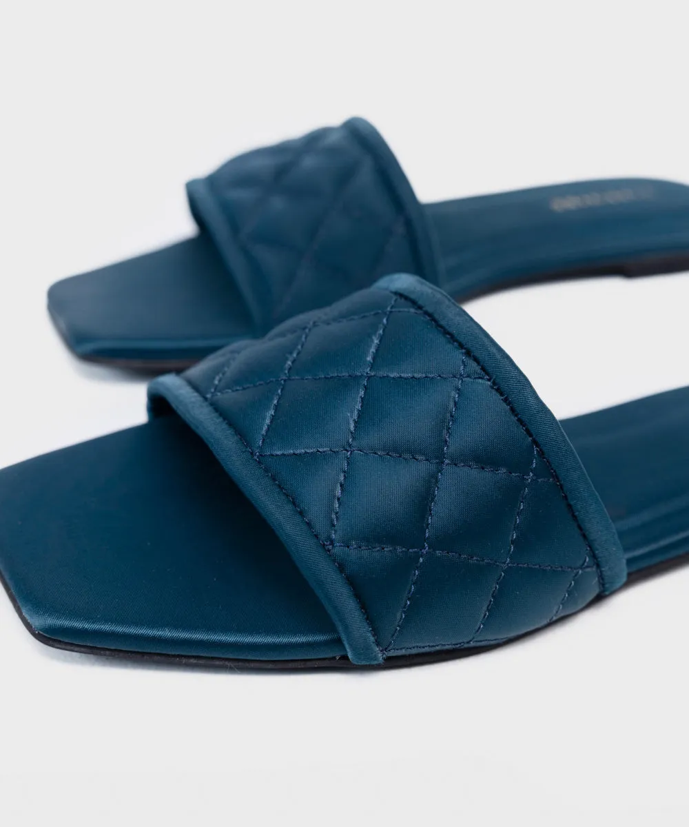 Teal Satin Flats