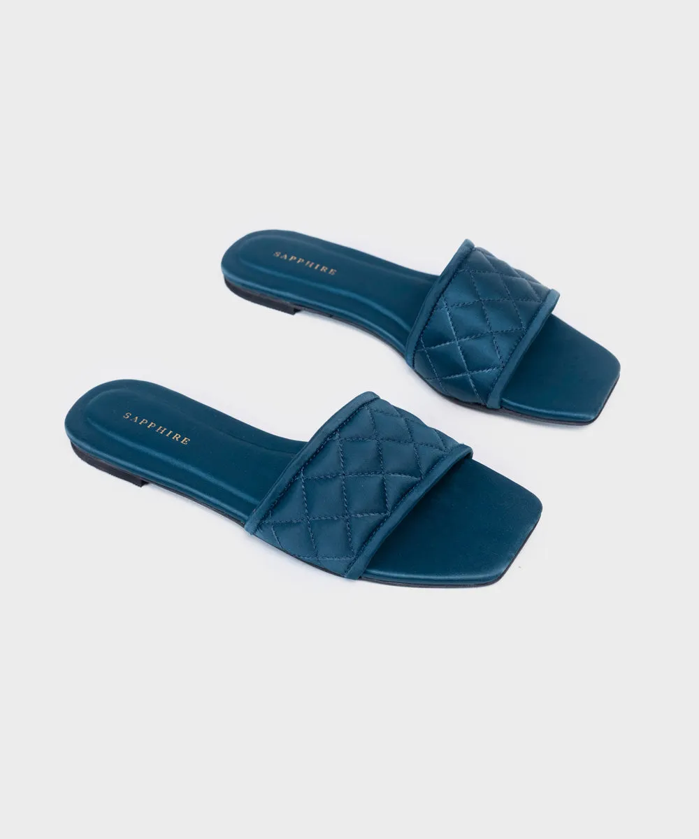 Teal Satin Flats