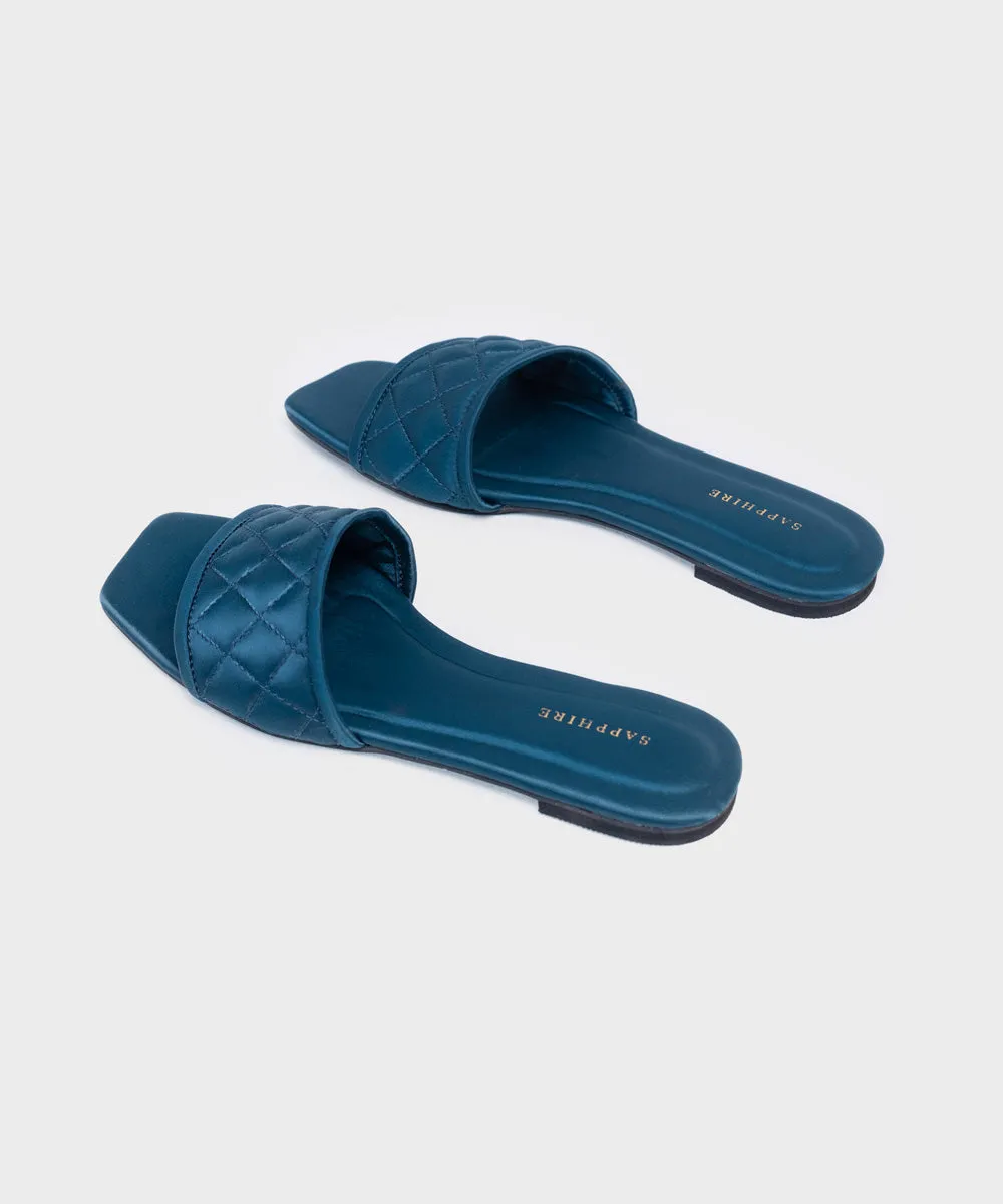 Teal Satin Flats
